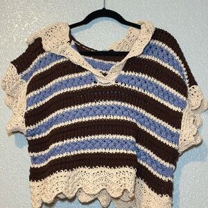 Zara Multicolor Crochet Knit Top